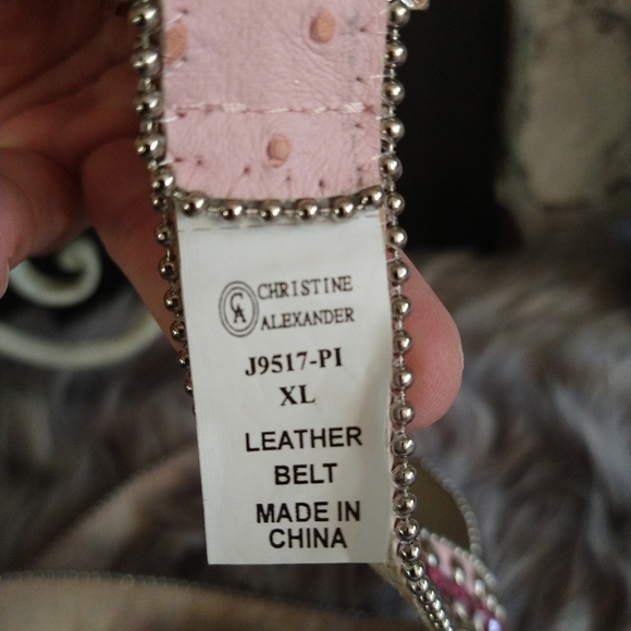 Christine Alexander genuine leather crystal belt